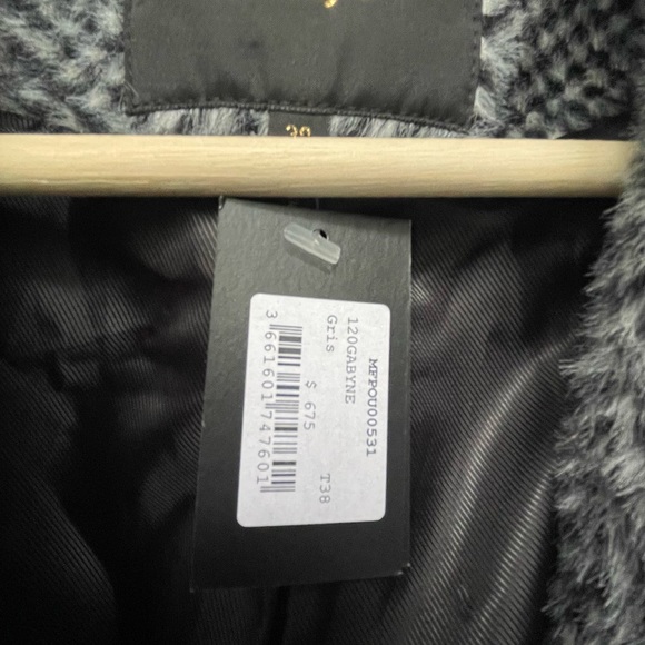 Maje NEW Gabyne Checked Tricotine Coat - Picture 3 of 4